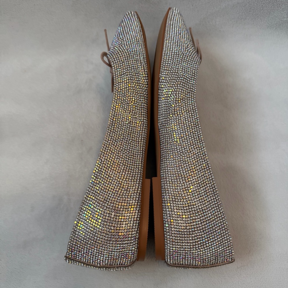 EUC Matisse Roxy Rhinestone Square Toe Ballet Flats Crystal Sparkle Party Shoes - Picture 9 of 12